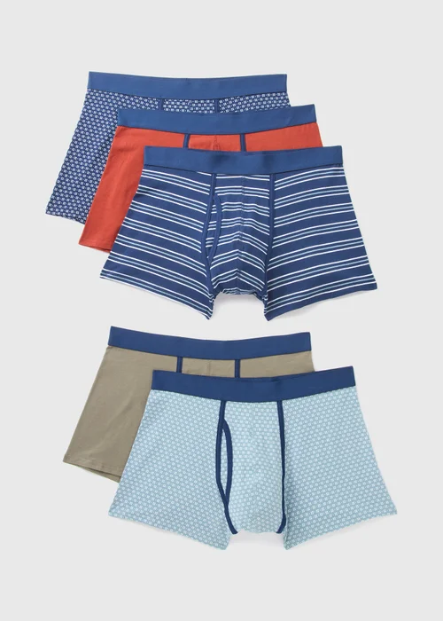 5 Pack Multicolour Geo Keyhole Boxers - XS Image 1
