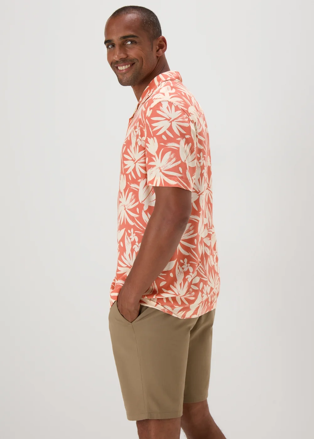 Peach Floral Print Shirt - S Image 2