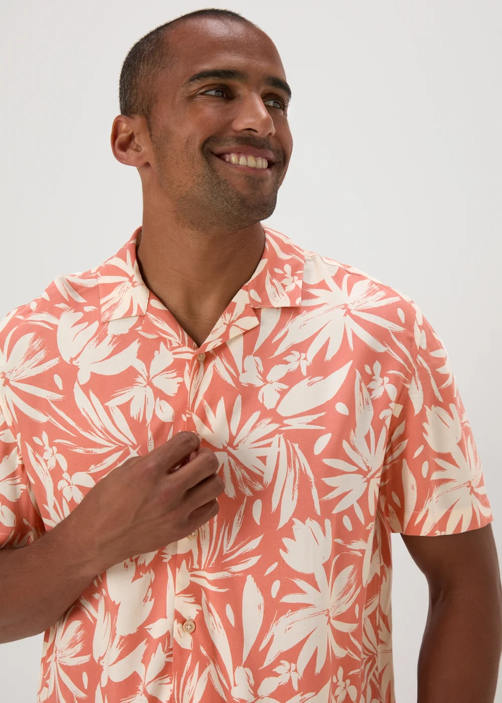 Peach Floral Print Shirt - S Image 3