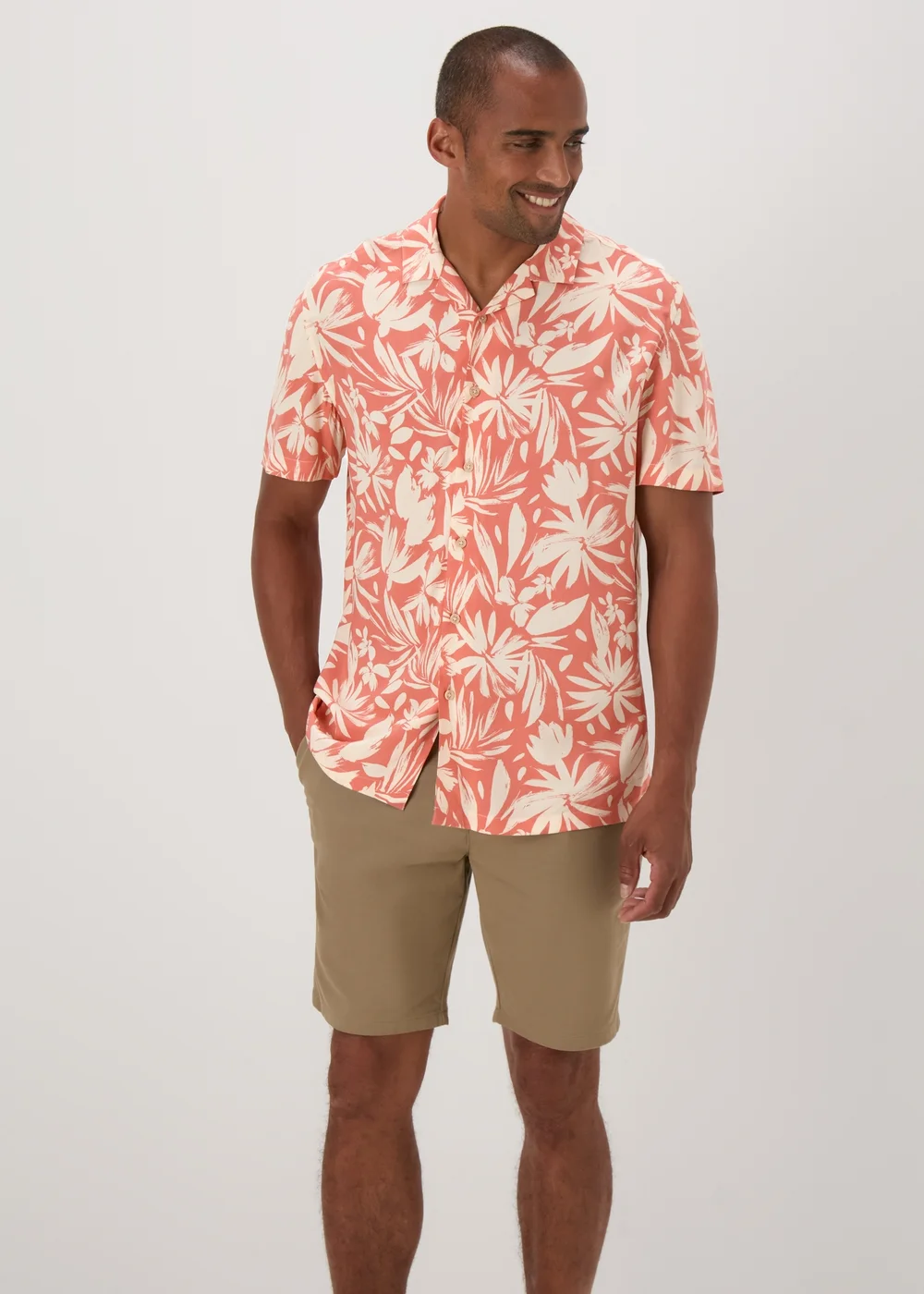 Peach Floral Print Shirt - S Image 4