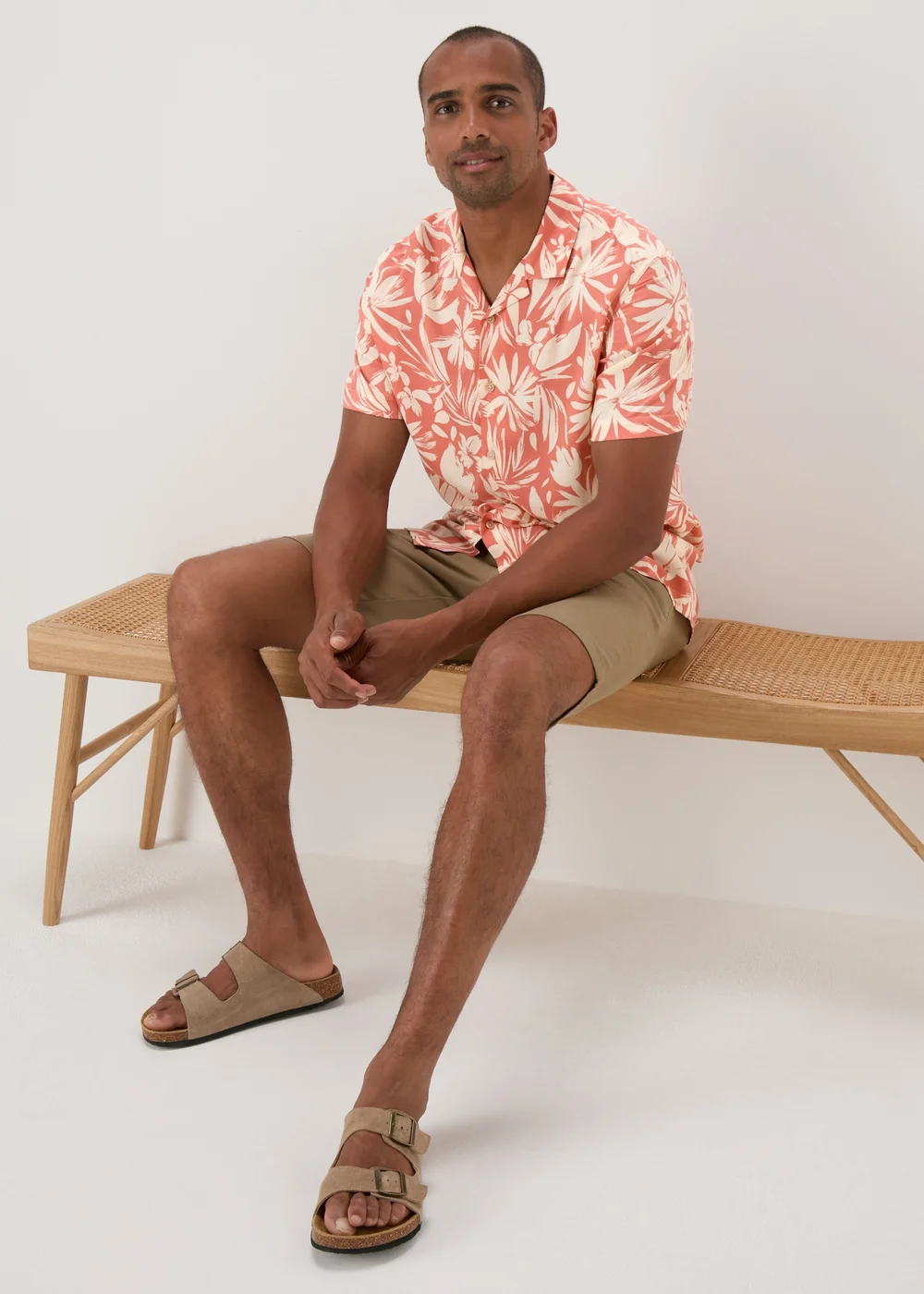 Peach Floral Print Shirt - S Image 1