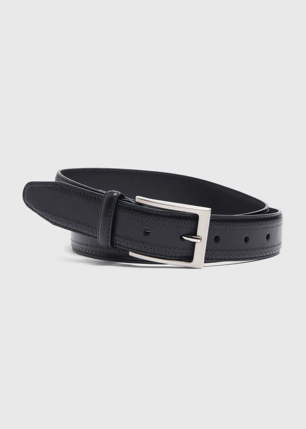 Black PU Brogue Belt - M Image 1