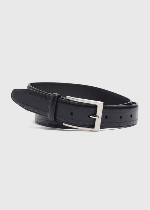Black PU Brogue Belt - M Image 1
