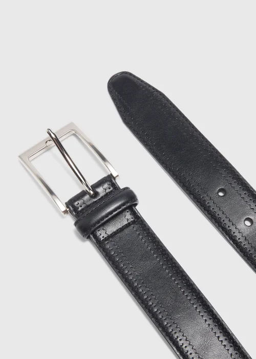 Black PU Brogue Belt - M Image 2