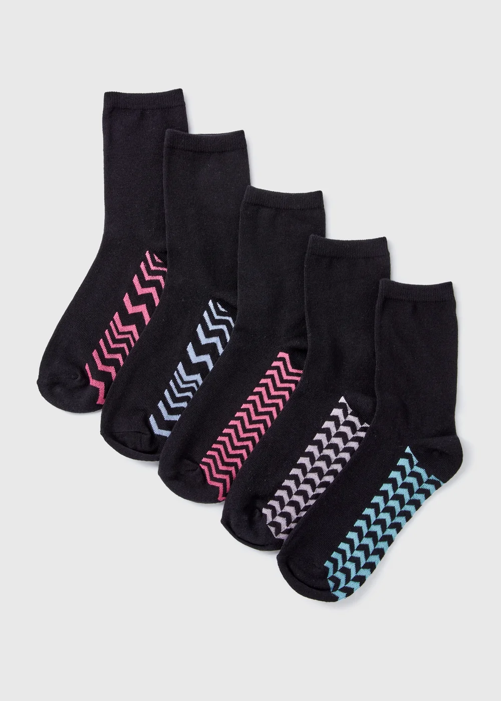 5 Pack Black Crew Socks - One Size Image 1
