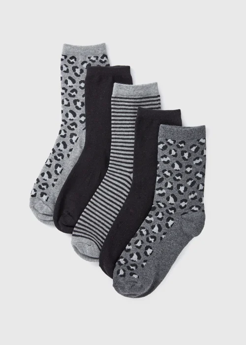 5 Pack Animal Print Socks - One Size Image 1