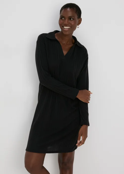 Black Ribbed Mini Dress - 8 Image 1