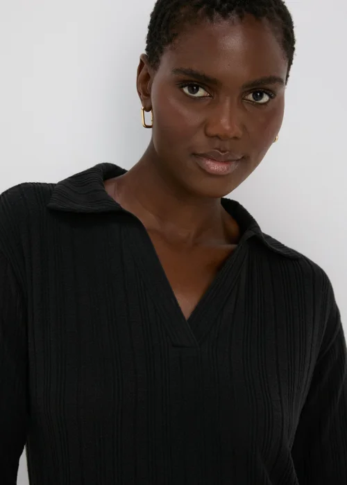 Black Ribbed Mini Dress - 8 Image 3