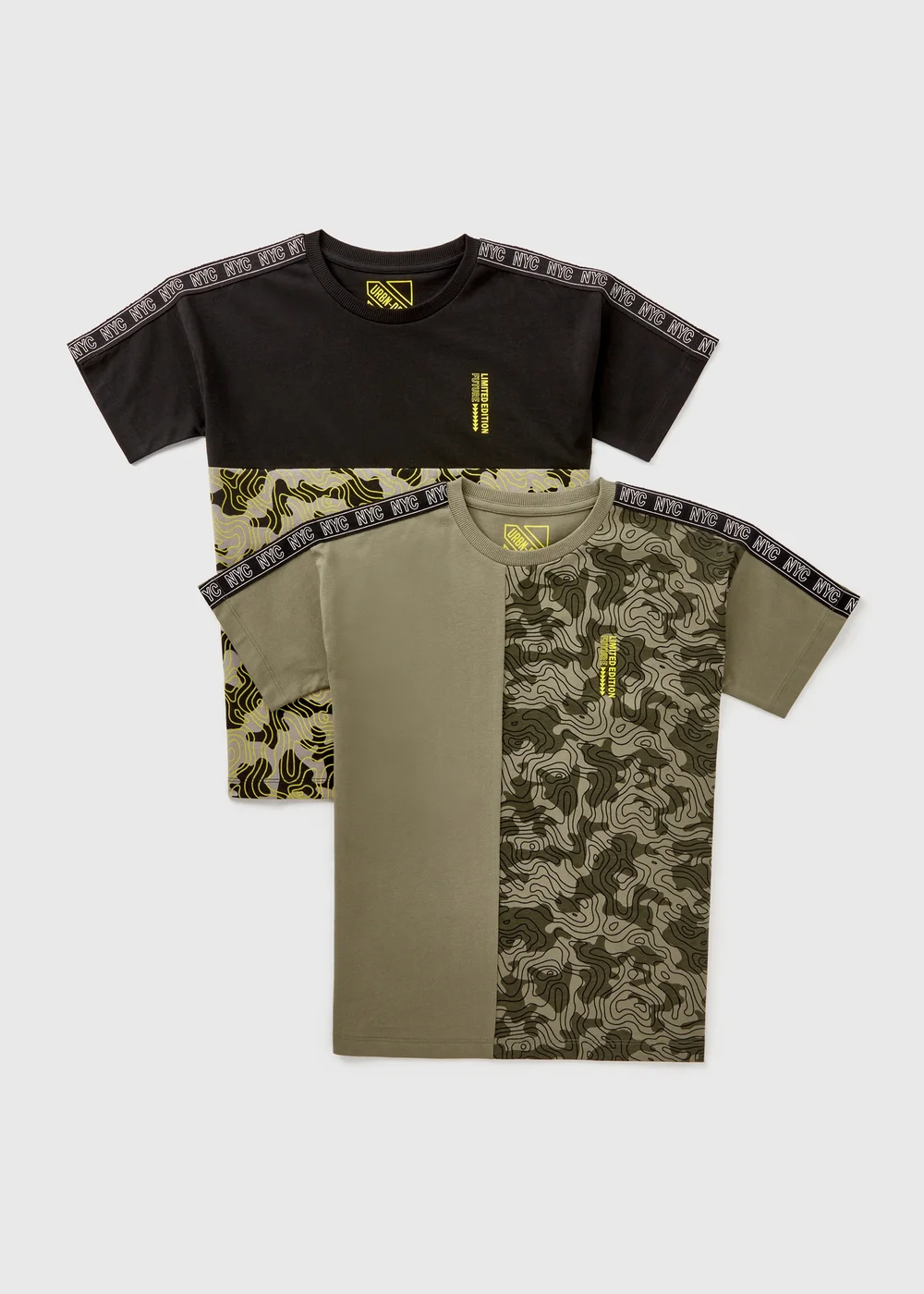 2 Pack Boys Green Camo T-Shirts (7-15yrs) - Age 7 Years Image 1