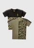 2 Pack Boys Green Camo T-Shirts (7-15yrs) - Age 7 Years Image 1