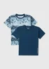 2 Pack Boys Blue Digital Camo T-Shirts (7-15yrs) - Age 7 Years Image 1