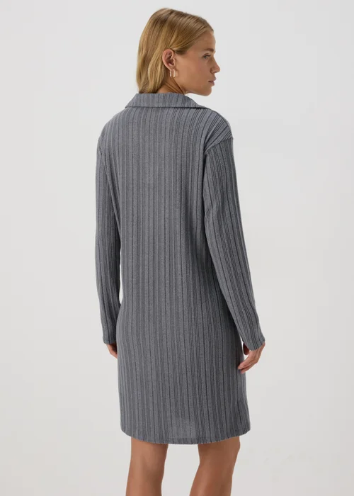Grey Ribbed Mini Dress - 8 Image 2