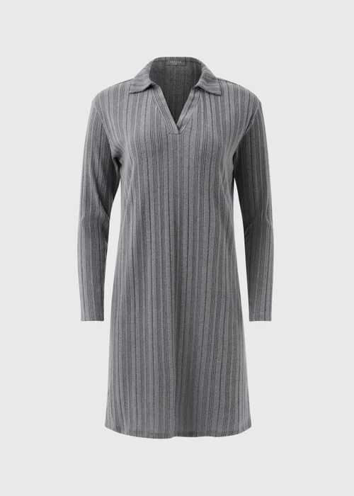 Grey Ribbed Mini Dress - 8 Image 5
