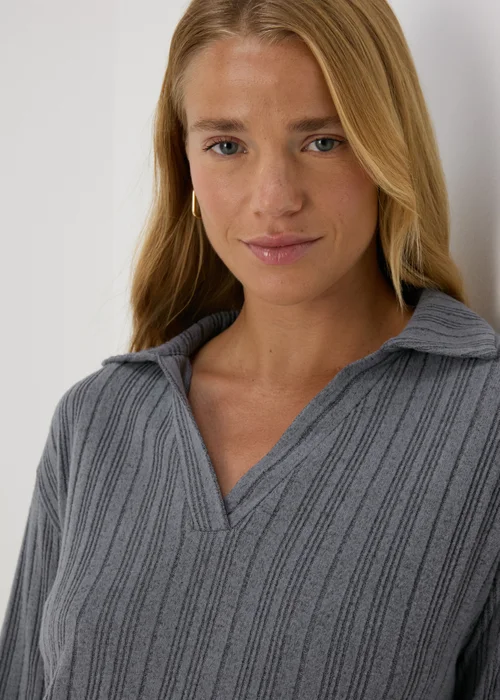 Grey Ribbed Mini Dress - 8 Image 3
