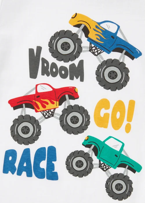 Boys White Monster Truck T-Shirt (1-7yrs) - 1-1.5 Yrs Image 2