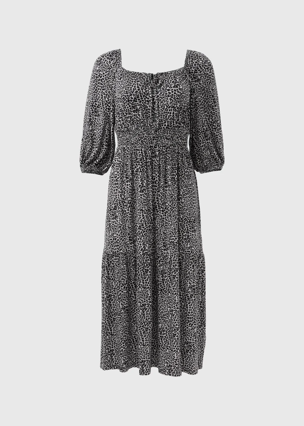 Leopard Print Shirred Midi Dress - 8 Image 5