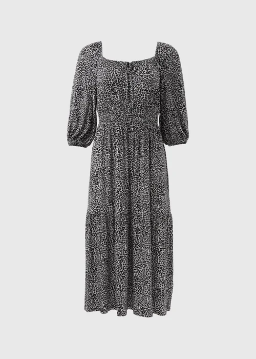 Leopard Print Shirred Midi Dress - 8 Image 5