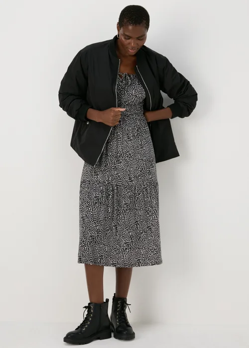 Leopard Print Shirred Midi Dress - 8 Image 4