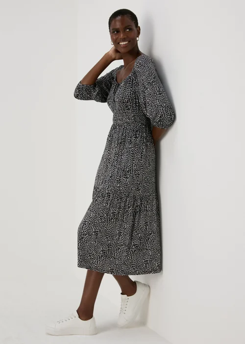 Leopard Print Shirred Midi Dress - 8 Image 1