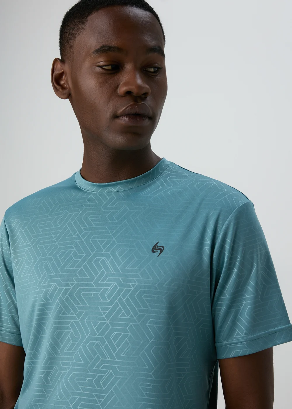 Souluxe Teal Geometric T-Shirt - S Image 3