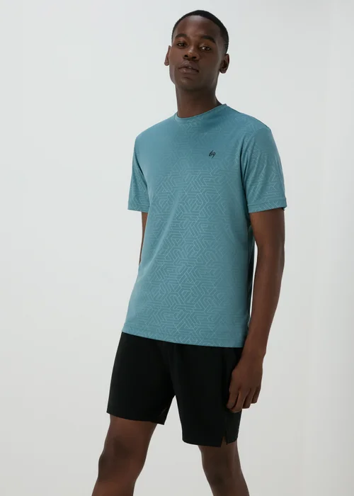 Souluxe Teal Geometric T-Shirt - S Image 1