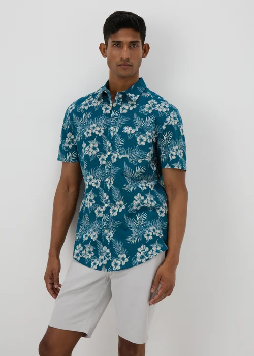 Navy Floral Print Shirt - S Image 4