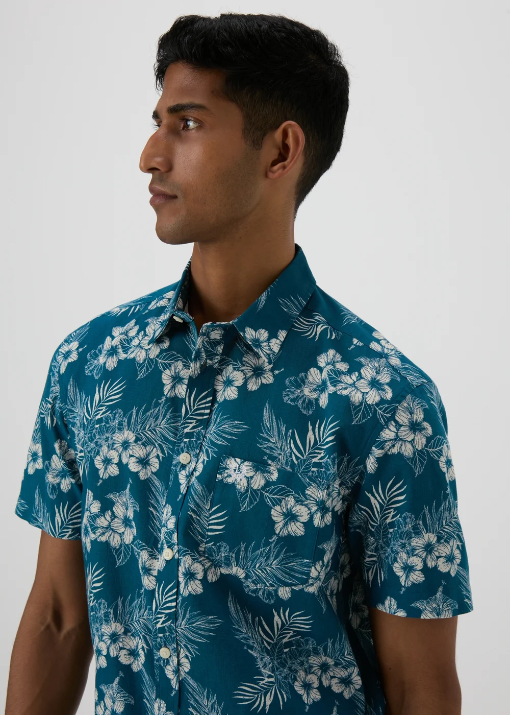 Navy Floral Print Shirt - S Image 3