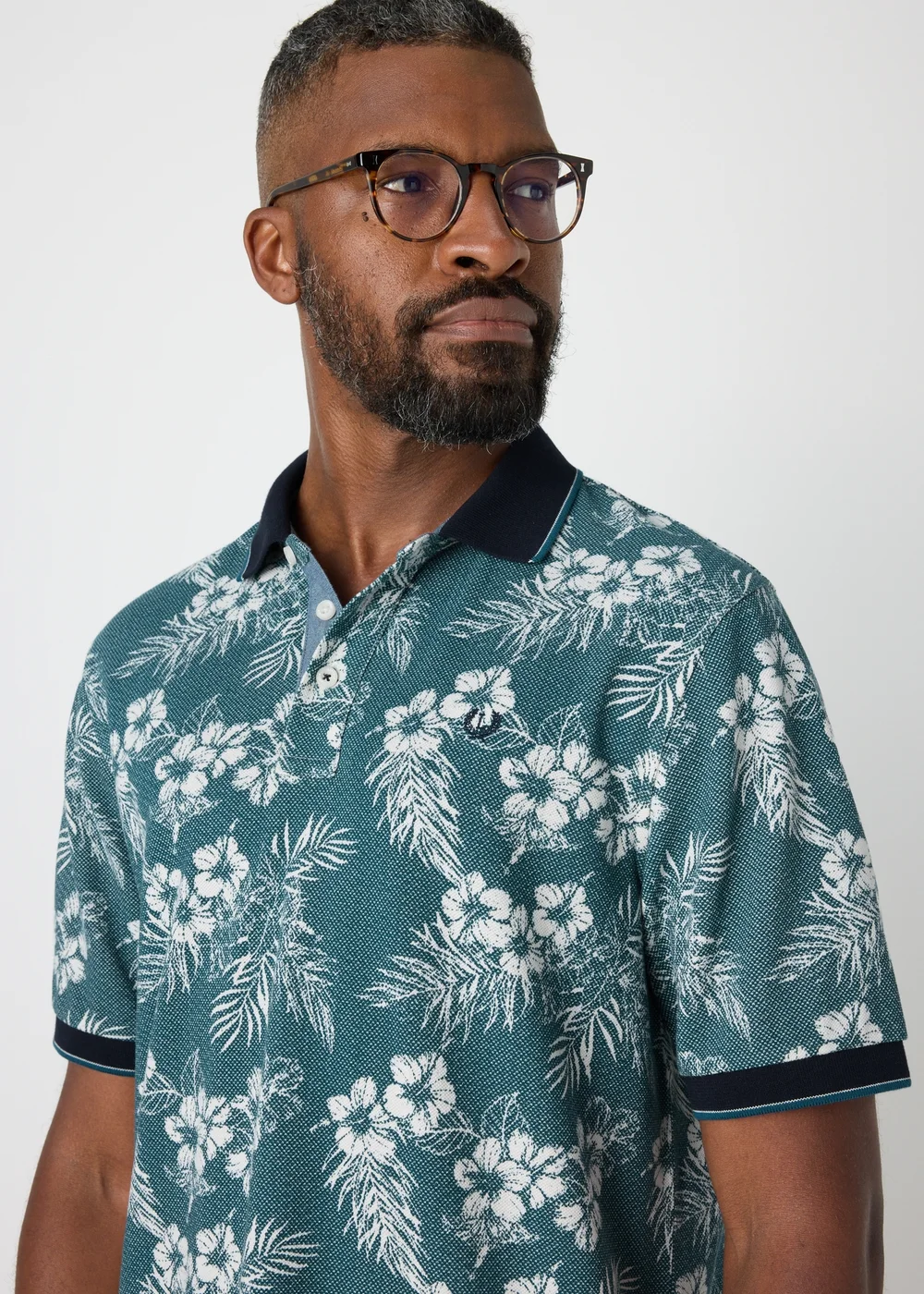 Lincoln Teal Floral Polo Shirt - S Image 3