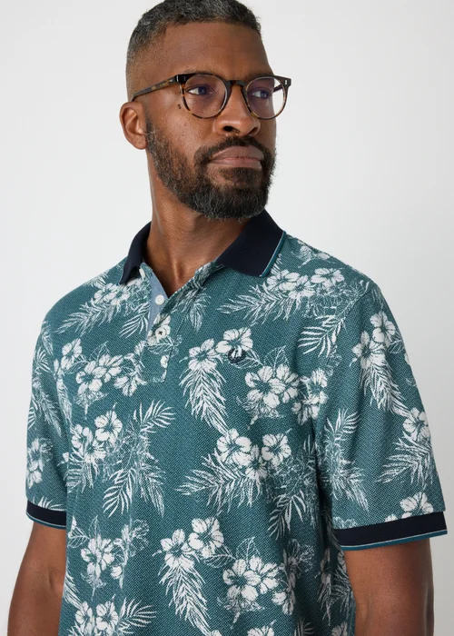 Lincoln Teal Floral Polo Shirt - S Image 3
