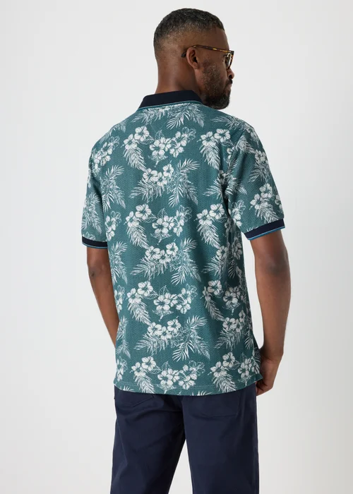 Lincoln Teal Floral Polo Shirt - S Image 2