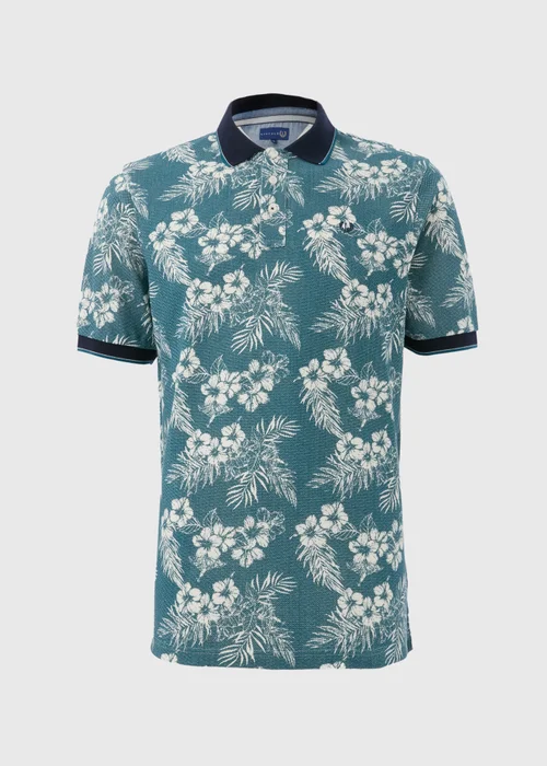 Lincoln Teal Floral Polo Shirt - S Image 4