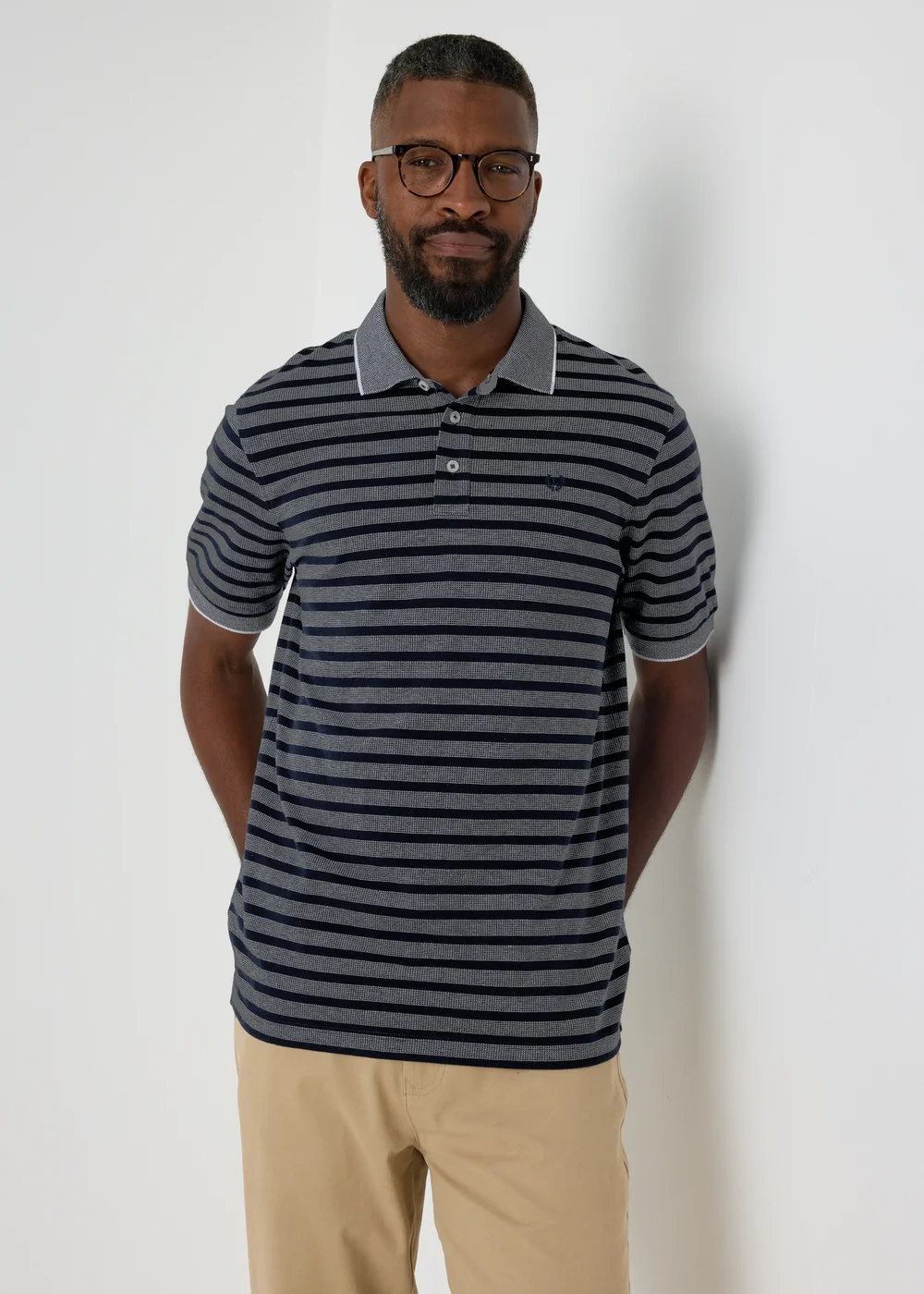 Lincoln Navy Striped Polo Shirt - S Image 1