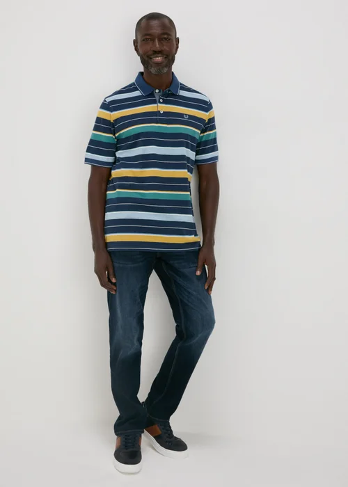 Navy Striped Polo Shirt - S Image 4