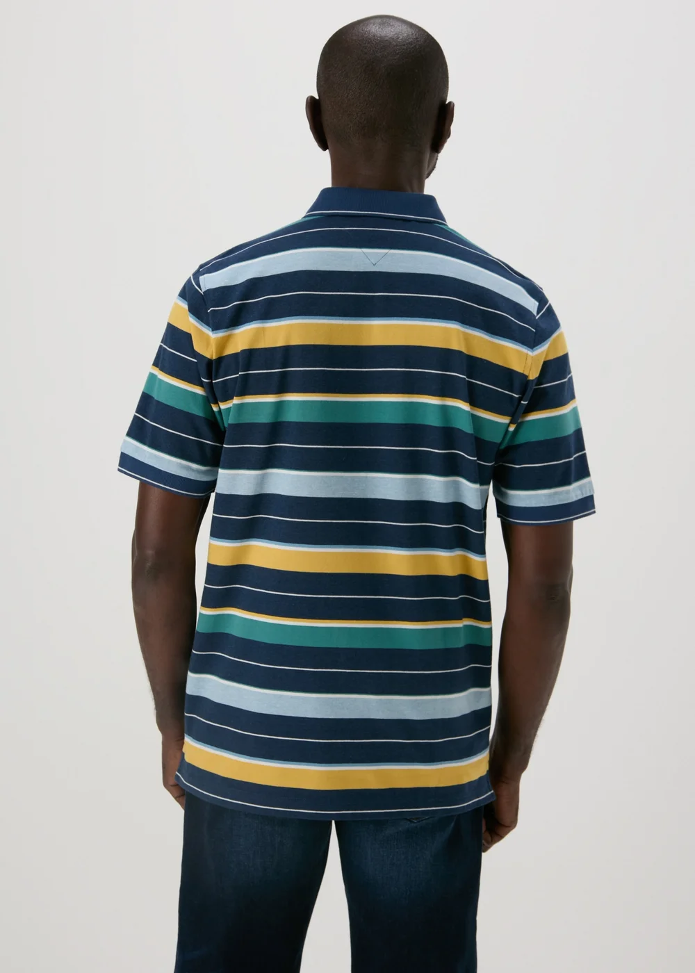 Navy Striped Polo Shirt - S Image 2