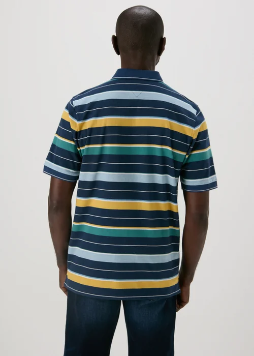 Navy Striped Polo Shirt - S Image 2