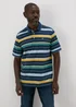 Navy Striped Polo Shirt - S Image 1