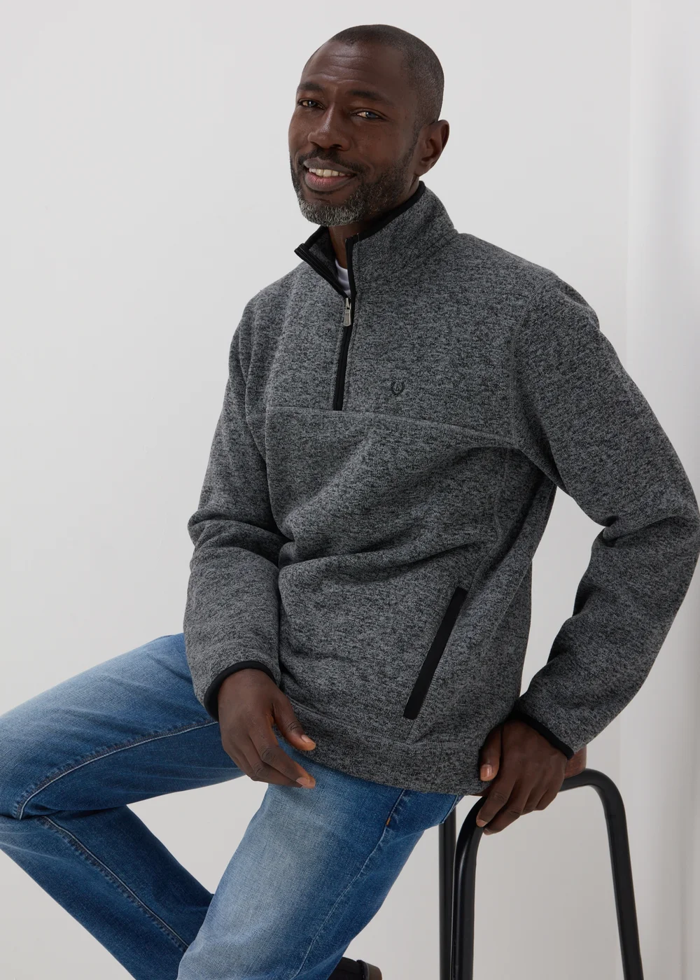 Lincoln Grey 1/4 Zip Fleece - S Image 1