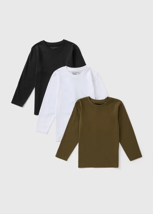 3 Pack Boys Long Sleeve T-Shirts (7-15yrs) - 7 Yrs Image 1