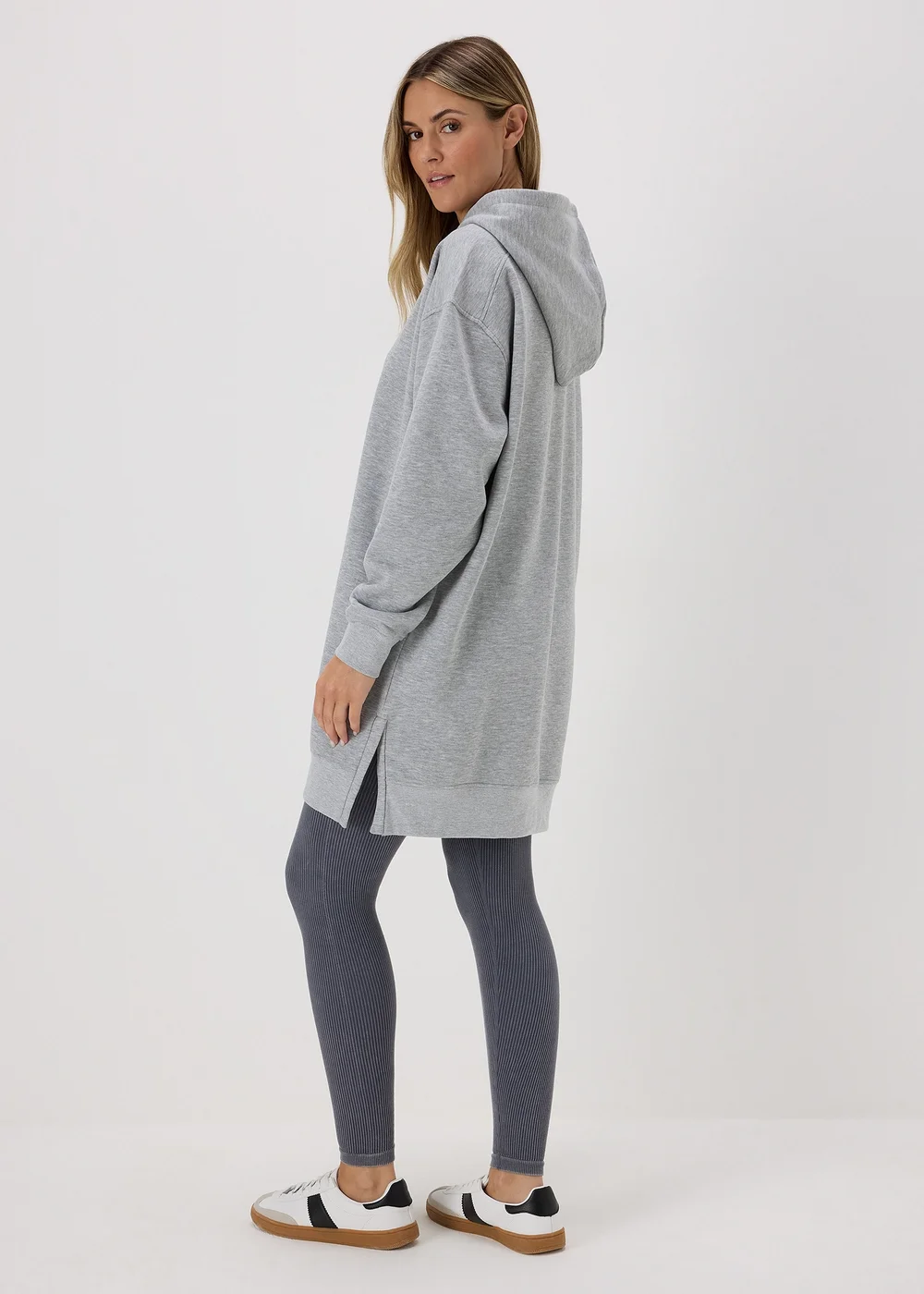 Grey Longline Hoodie - S Image 2