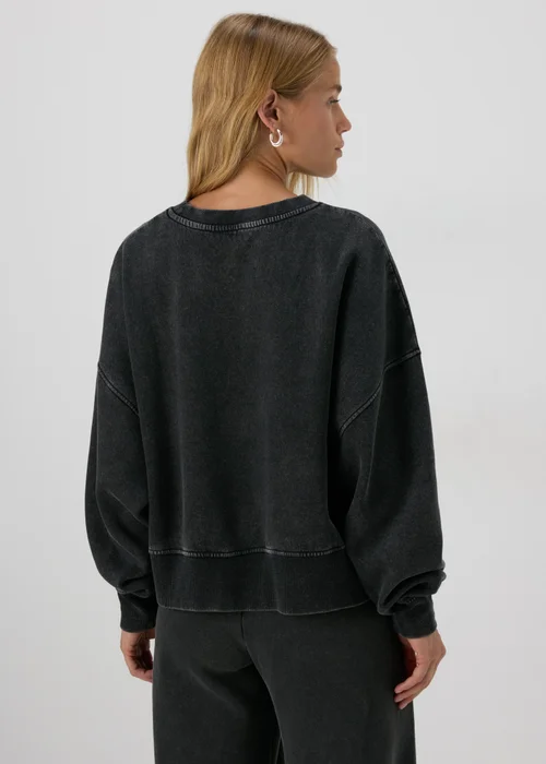 Charcoal Acid Wash Crop Sweatshirt - S Image 2