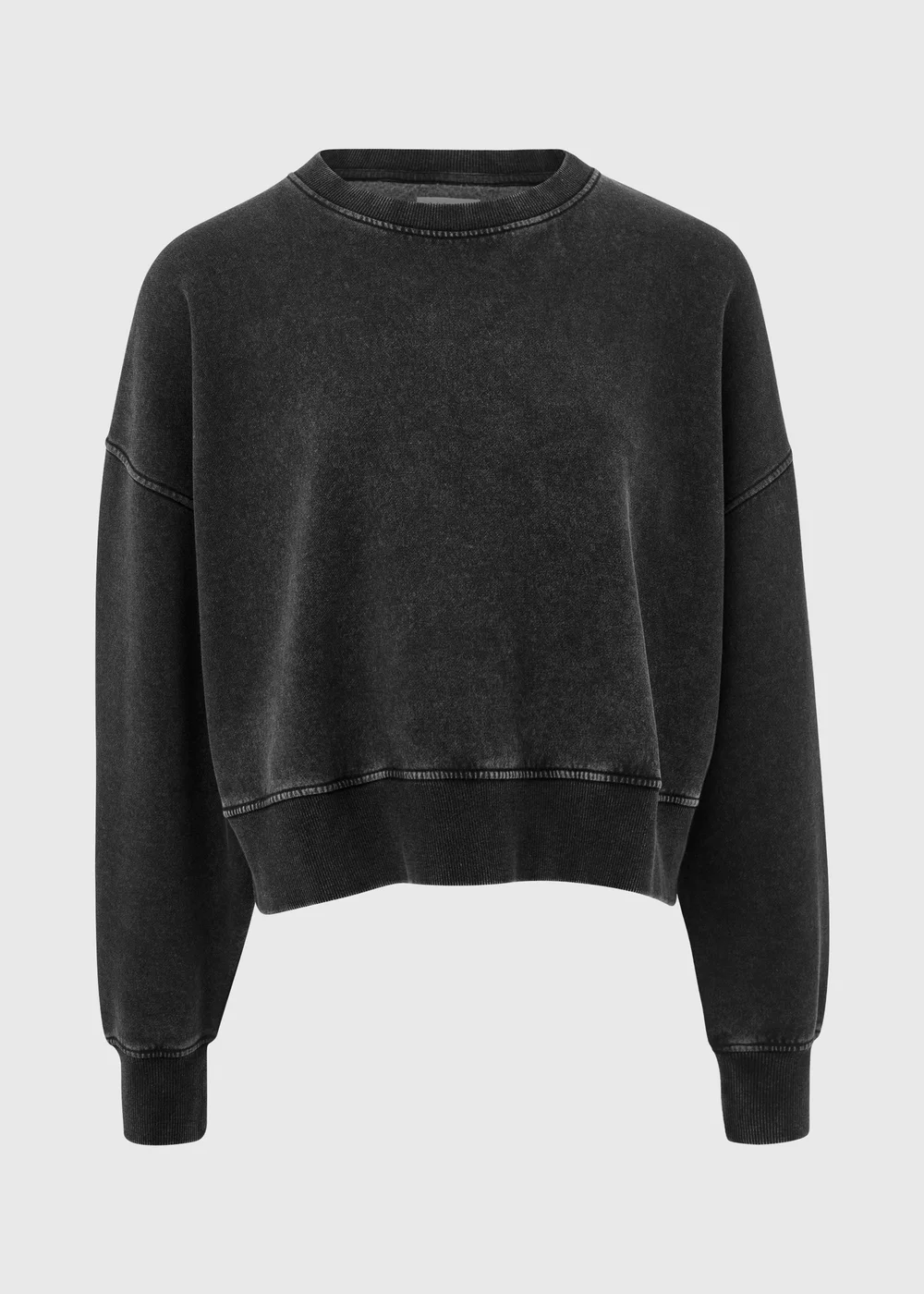 Charcoal Acid Wash Crop Sweatshirt - S Image 5
