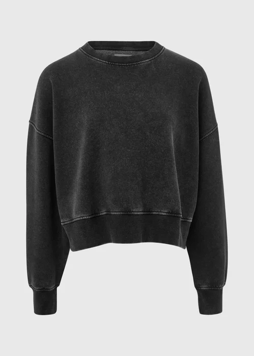 Charcoal Acid Wash Crop Sweatshirt - S Image 5