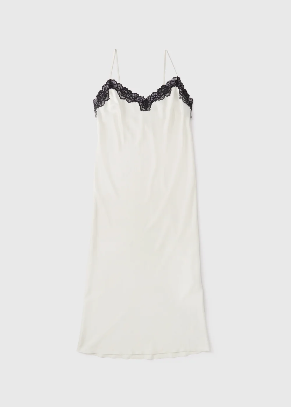 Cream Satin Contrast Lace Nightie - Size 8 Image 4