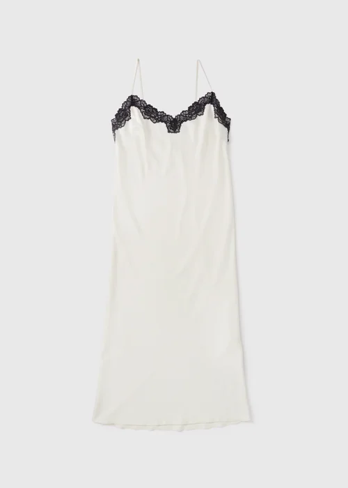 Cream Satin Contrast Lace Nightie - Size 8 Image 4