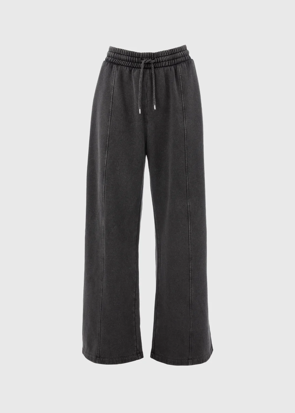 Charcoal Acid Wash Wide Leg Jogging Bottoms - S Image 5
