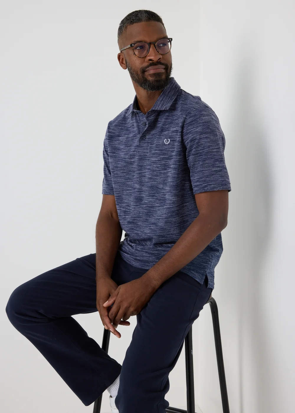 Lincoln Navy Space Dye Polo Shirt - S Image 1
