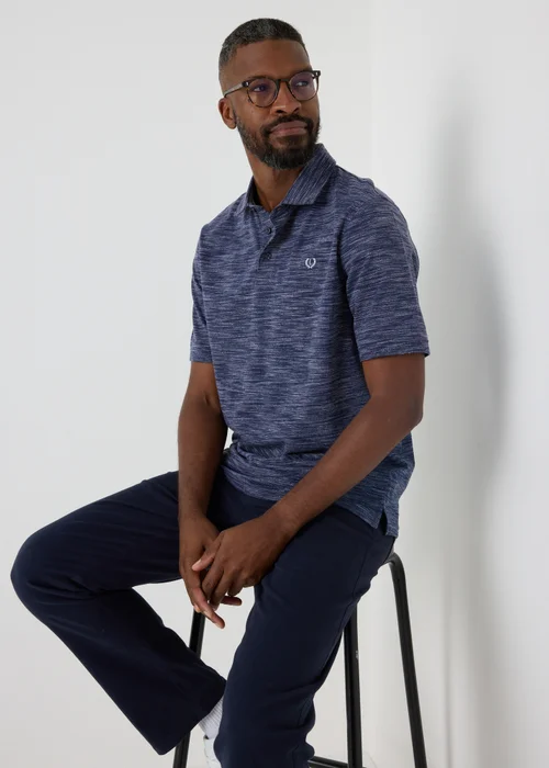 Lincoln Navy Space Dye Polo Shirt - S Image 1