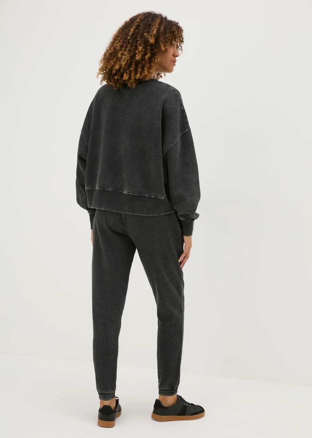 Charcoal Acid Wash Jogging Bottoms - Small Image 1