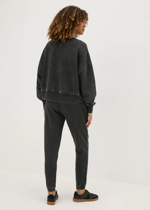 Charcoal Acid Wash Jogging Bottoms - Small Image 1