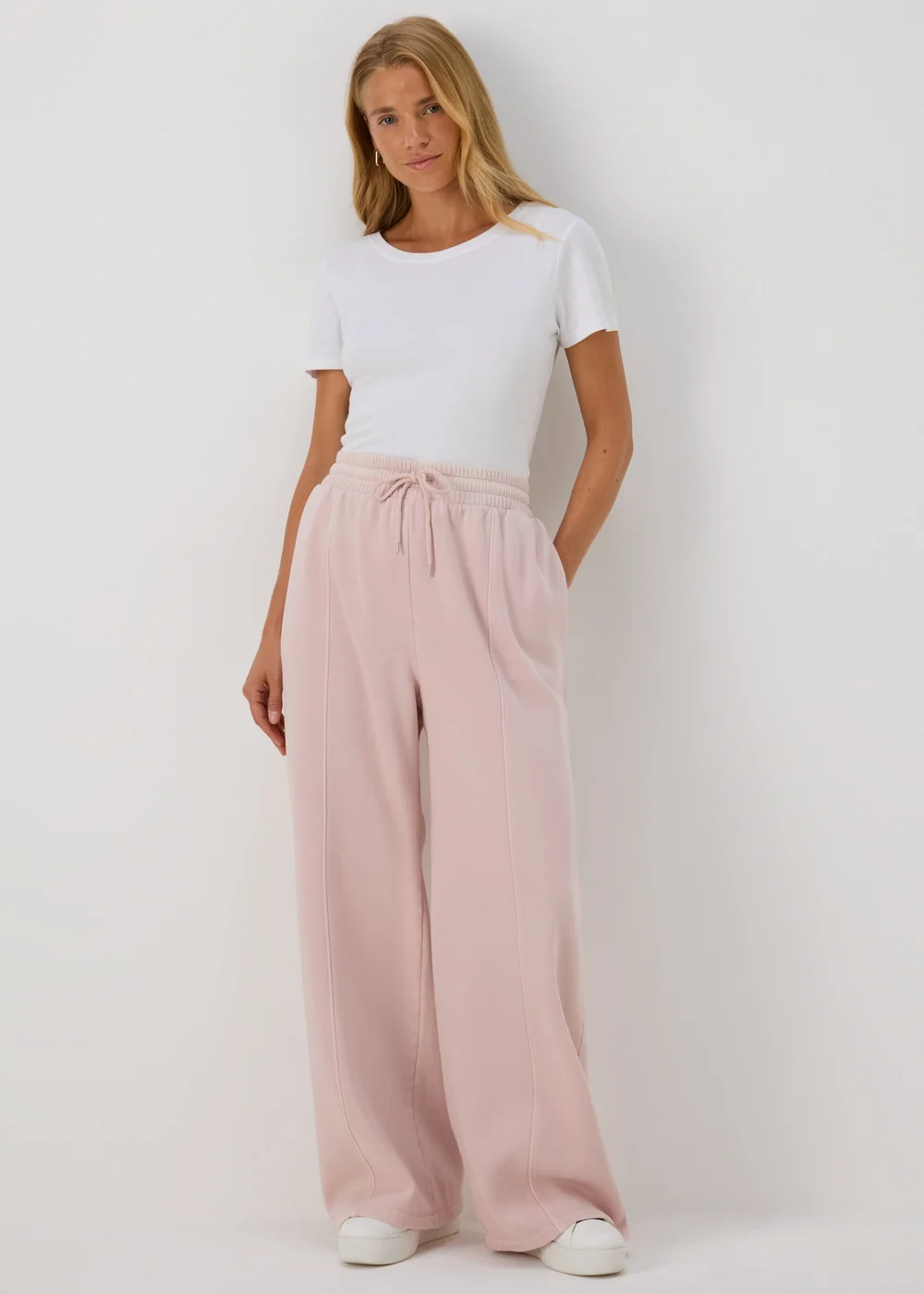 Pink Wide Leg Jogging Bottoms - S Image 1